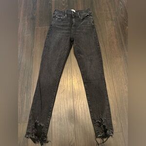 Agolde Jeans Sophie Women Black Skinny Distressed Ankle Zipper Fly Stretch